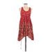 Angie Casual Dress - A-Line Scoop Neck Sleeveless: Red Print Dresses - Women's Size Medium