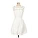 Forever 21 Contemporary Casual Dress - A-Line Crew Neck Sleeveless: White Solid Dresses - Women's Size X-Small
