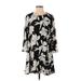 Show Me Your Mumu Casual Dress - Mini High Neck 3/4 sleeves: Black Floral Dresses - Women's Size Small