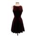 American Apparel Cocktail Dress - Mini Crew Neck Sleeveless: Burgundy Solid Dresses - Women's Size Small