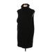 H&M Casual Dress - Sweater Dress Turtleneck Sleeveless: Black Print Dresses - Women's Size Large