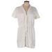 Universal Thread Casual Dress - Mini Plunge Short sleeves: White Print Dresses - Women's Size Large