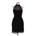 BB Dakota Cocktail Dress - Party High Neck Sleeveless: Black Solid Dresses - Women's Size 8