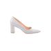 Stuart Weitzman Heels: Slip On Chunky Heel Minimalist Gray Solid Shoes - Women's Size 10 - Pointed Toe