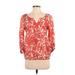 Ann Taylor LOFT 3/4 Sleeve Blouse: Red Tops - Women's Size X-Small