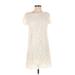 Zara Casual Dress - Shift Crew Neck Short sleeves: Ivory Solid Dresses - Women's Size Small