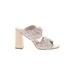 Steve Madden Heels: Slip On Chunky Heel Casual Gray Solid Shoes - Women's Size 8 1/2 - Open Toe