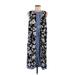 J.Jill Casual Dress - Shift High Neck Sleeveless: Blue Floral Dresses - New - Women's Size Medium Tall