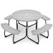 Outdoor Metal and HDPE Picnic Table Bench Set with Umbrella Hole - Seats 8 - 75" x 30"(Dia. x H)