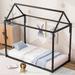 Simple Metal House Bed Floor Bed Frame, Twin