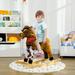 Qaba Baby Rocking Horse, Large Riding Horse, Plush Animal Rocker with Realistic Sound, Saddle, Toy