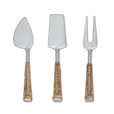 Set Of 3 Rattan Handle Cheese Tools