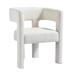 Modern Dining Chair, Upholstered Tufted Linen Accent Chair With Curved And Open Backrest, Solid Wood Frame, Foam Liner