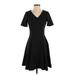 Simply Vera Vera Wang Casual Dress - A-Line V Neck Short sleeves: Black Solid Dresses - New - Women's Size X-Small