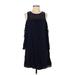 Knox Rose Casual Dress - A-Line Crew Neck 3/4 sleeves: Blue Solid Dresses - Women's Size X-Small
