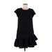 CeCe Casual Dress - Mini Crew Neck Short sleeves: Black Solid Dresses - Women's Size 6