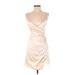 Zara Cocktail Dress - Mini Plunge Sleeveless: Tan Solid Dresses - New - Women's Size Small