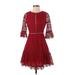 BB Dakota Casual Dress - Fit & Flare: Burgundy Dresses - Women's Size 0