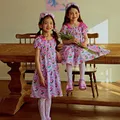 Robe de princesse à imprimé floral pour enfants conception de mosaïque robe à la mode pour bébés