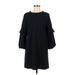 Ann Taylor LOFT Casual Dress - Shift Crew Neck 3/4 sleeves: Black Dresses - Women's Size 6 Petite