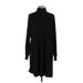 CAbi Casual Dress - Shirtdress Turtleneck Long sleeves: Black Print Dresses - Women's Size Large