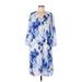 Simply Vera Vera Wang Casual Dress - Fit & Flare V-Neck 3/4 sleeves: Blue Tie-dye Dresses - New - Women's Size Large