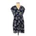 Gap Casual Dress - Shift V Neck Short sleeves: Blue Floral Dresses - New - Women's Size Small