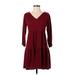 Knox Rose Casual Dress - Popover: Burgundy Solid Dresses - Women's Size X-Small