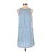 Thread & Supply Casual Dress - Shift High Neck Sleeveless: Blue Print Dresses - Women's Size X-Small