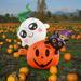 The Holiday Aisle® Halloween Inflatable 6.2 FT Halloween Inflatables Outdoor Black Cat Ghost Pumpkin w/ LED Lights in Black/Brown/White | Wayfair