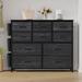 17 Stories Ysabel 10 Drawer Dresser for Bedroom, Tall Fabric Dresser Wood in Black | 42.51 H x 14.43 W x 8.385 D in | Wayfair