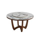 Orren Ellis Nordic solid wood rock slab round table Round table for home use Wood in Brown | 29.52 H x 59.05 W x 59.05 D in | Wayfair