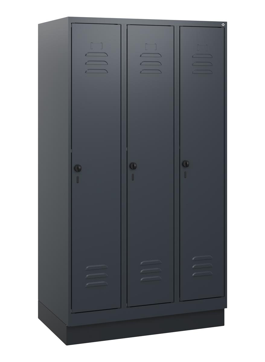 C+P Spind Classic PLUS, Sockel, 3 Abteile, 1630x900x500mm, 7016/7016 Image