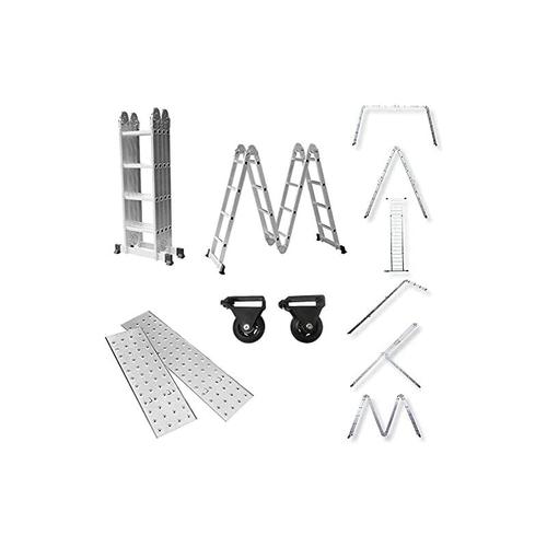 Mehrzweckleiter 470cm, 6 in 1 Multifunktionsleiter Aluminium, Klappleiter mit 2 Rollen und