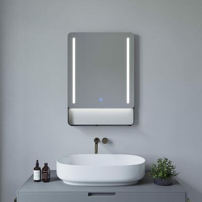 Aqualavos - led Spiegel für Bad mit schwarz matt Ablage Touch 50x70 cm Dimmbare Wandspiegel mit Image