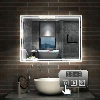 80 x 60 cm LED+Beschlagfrei+Bluetooth+Uhr+3 Lichtfarben Dimmbar+Helligkeit Memory Funktion Image