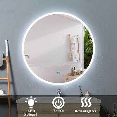 Acezanble - rund Badspiegel mit Beleuchtung Wandspiegel led Badezimmerspiegel Beschlagfrei Touch 70