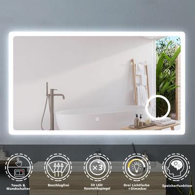 Acezanble - Badspiegel Wandspiegel led Badezimmerspiegel Touch Beleuchtung Image