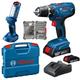 Bosch Akku-Bohrschrauber GSR 18V-21 inkl. GLI 18 V-300, 2 Akkus 2,0 Ah, Bitbox