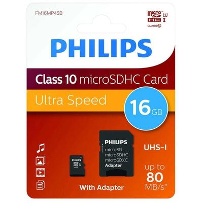 Philips - Micro sdhc / sdxc Karte + Adapter / 8GB, 16GB, 32GB, 64GB, 128GB 16GB Image