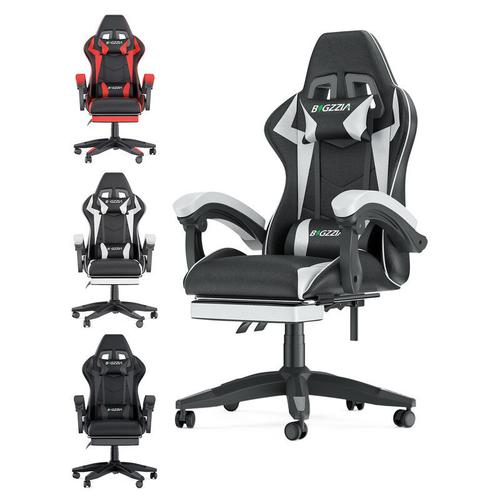 Bigzzia - Gaming Stuhl mit Fußstütze Gaming Stühle Gamer Stühle Ergonomisch mit Lendenkissen +