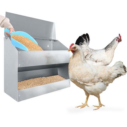 Futterautomat Hühner Hühnerfutter 15KG Groß Automat Hängend Geflügelfutterautomaten mit Deckel aus