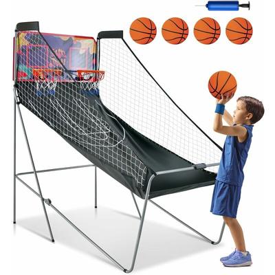 Costway - elektrischer Baskeltballständer klappbar, Basketballautomat mit 4 Bällen, Luftpumpe & 8