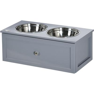 Pawhut - Erhöhter Hundenapf Futternapf mit Schublade Wassernapf 2 x 2000ml Edelstahlnäpfen Image