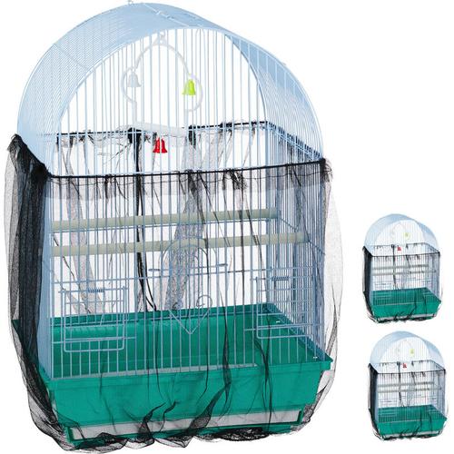 Vogelkäfig-Abdeckung, 3er Set, verstellbarer Kordelzug bis 2 m Umfang, Vogelkäfig Netz,