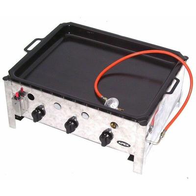 Edelstahl gasbräter 10 kW 3 flammig gasgrill bräter grill bbq Grillwagen Pfanne Set 3 Image