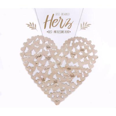 Spetebo - Hochzeit Gästebuch 47 cm - Holz Wunsch Herz mit 2 Stiften - Hochzeits Gästebuch Image