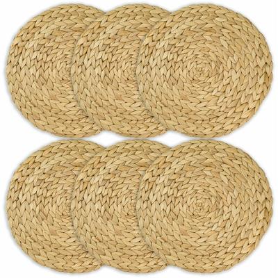 37230-S6 Tischset rund geflochten aus Wasserhyazinthe, abwaschbar, 6er Set, 30 cm - HMF Image