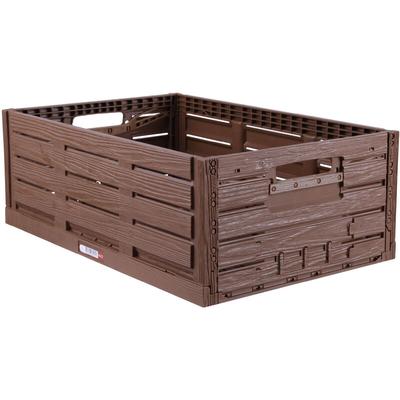 Stabile Klappbox in Holzoptik 60 x 40 x 21,8cm ( 45 L ) Stapelbare Lagerkisten - Faltbarer