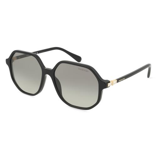 Swarovski SK6003 Damen-Sonnenbrille Vollrand Achteckig Acetat-Gestell, schwarz